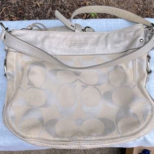 Coach silver signature shoulder bag